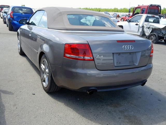 WAUAF48H97K024331 - 2007 AUDI A4 2.0T CA GRAY photo 3