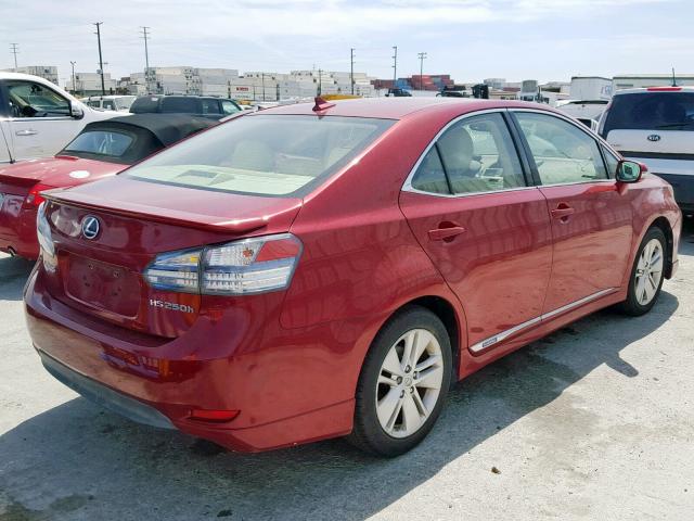 JTHBB1BA7A2003335 - 2010 LEXUS HS 250H RED photo 4