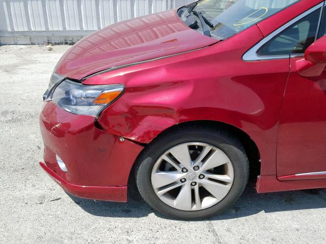 JTHBB1BA7A2003335 - 2010 LEXUS HS 250H RED photo 9