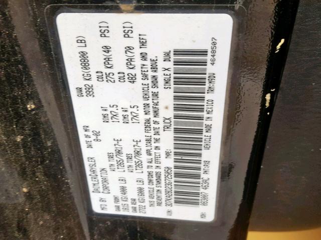 3D7KA28D23G725050 - 2003 DODGE RAM 2500 S BLACK photo 10