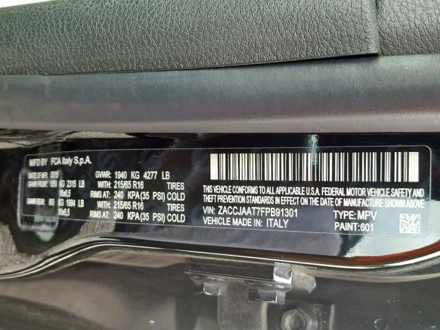 ZACCJAAT7FPB91301 - 2015 JEEP RENEGADE S 石墨色 照片 10