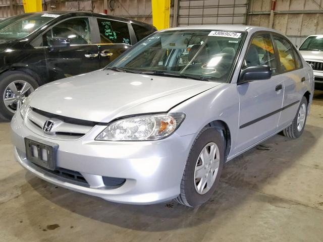 1HGES16375L007364 - 2005 HONDA CIVIC DX V SILVER photo 2