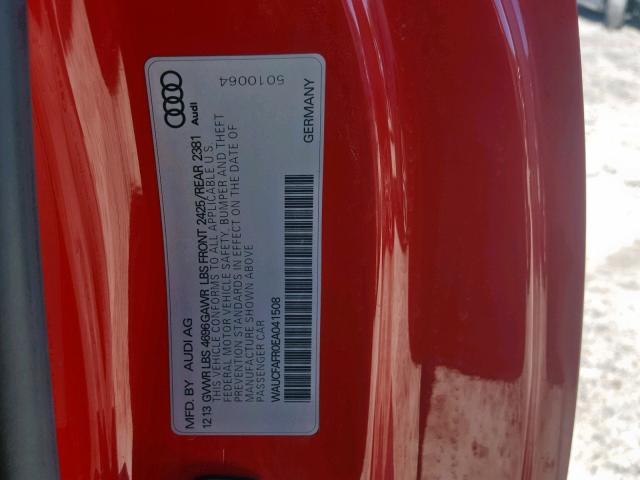 WAUCFAFR0EA041508 - 2014 AUDI A5 PREMIUM RED photo 10