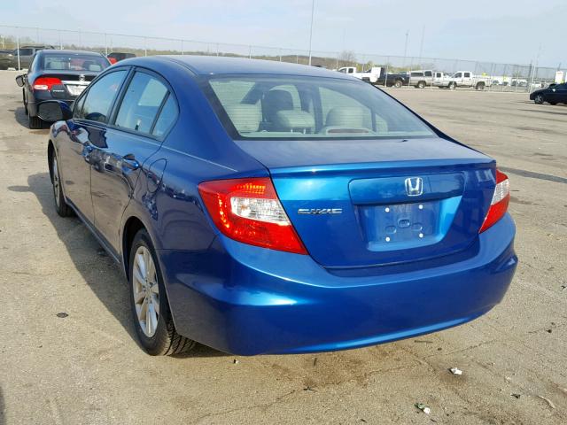 19XFB2F96CE017192 - 2012 HONDA CIVIC EXL BLUE photo 3