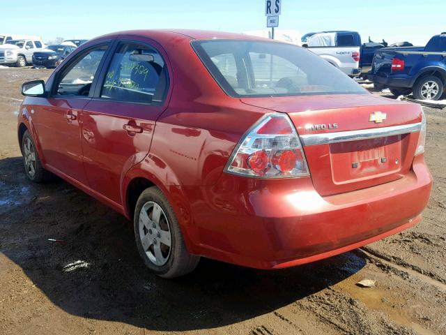 KL1TD56658B243501 - 2008 CHEVROLET AVEO BASE Қызыл фото 3