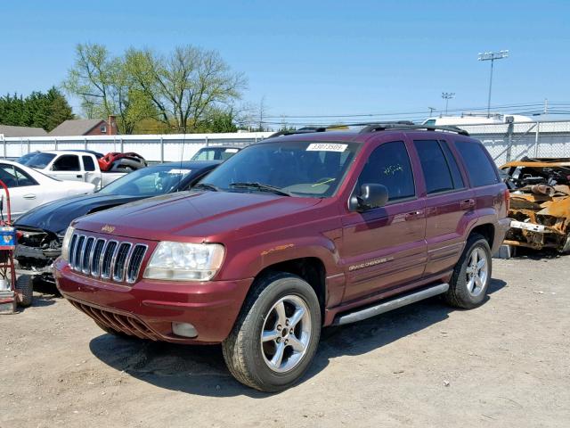 1J4GW58N21C629229 - 2001 JEEP GRAND CHER BURGUNDY photo 2