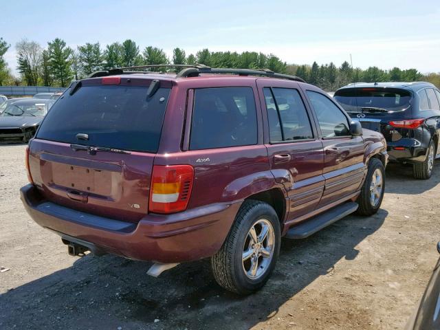 1J4GW58N21C629229 - 2001 JEEP GRAND CHER BURGUNDY photo 4