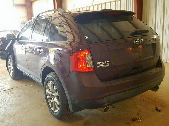 2FMDK3JC2BBA53236 - 2011 FORD EDGE SEL MAROON photo 3