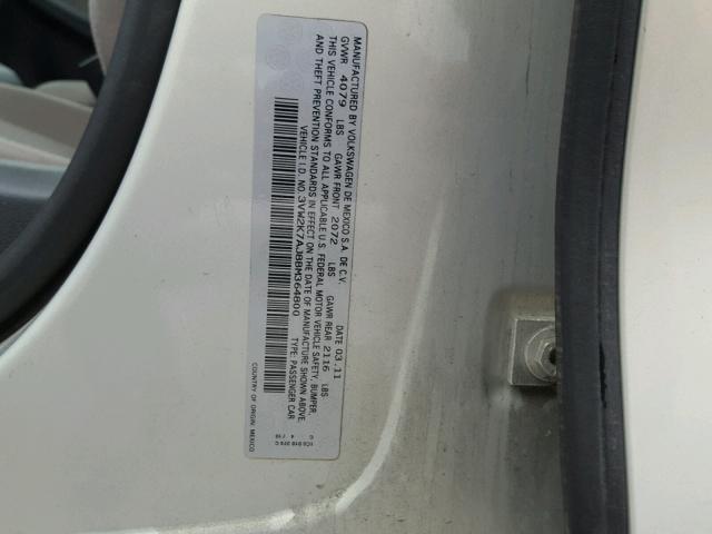 3VW2K7AJ8BM364800 - 2011 VOLKSWAGEN JETTA BASE Արծաթագույն լուսանկար 10