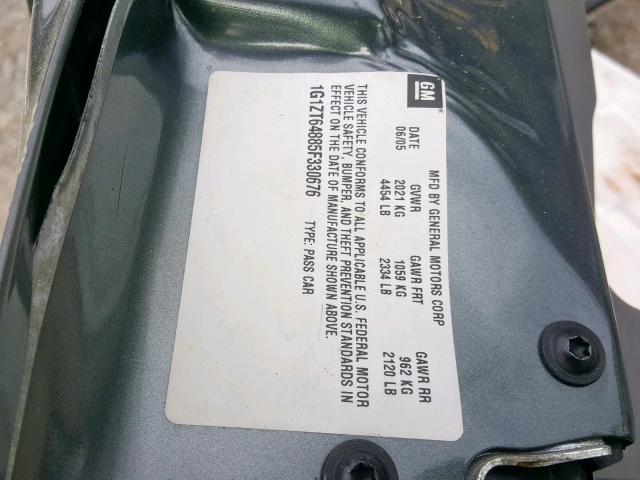 1G1ZT64885F330676 - 2005 CHEVROLET MALIBU MAX 青绿色 照片 10