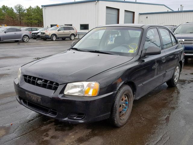 KMHCG45C42U323848 - 2002 HYUNDAI ACCENT GL BLACK photo 2