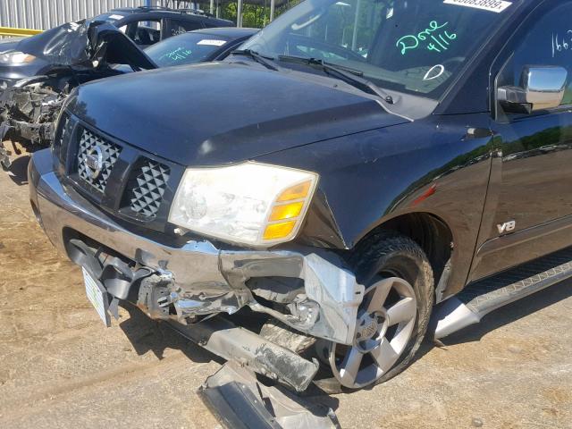 5N1AA08A45N725878 - 2005 NISSAN ARMADA SE BLACK photo 9