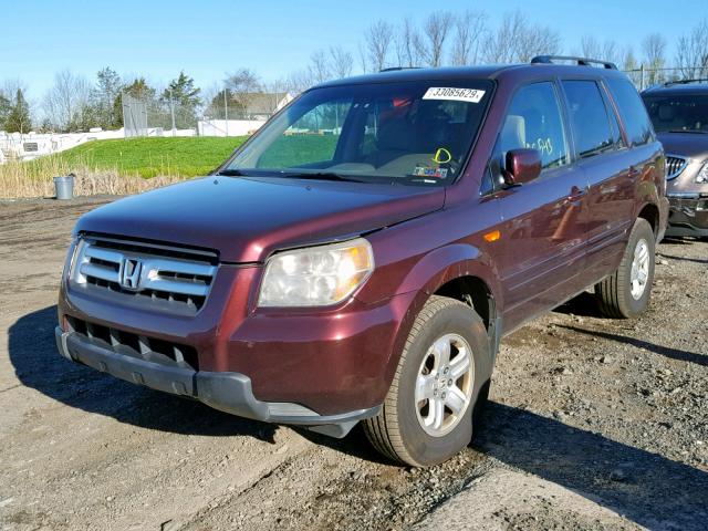 5FNYF18258B020318 - 2008 HONDA PILOT VP BURGUNDY photo 2