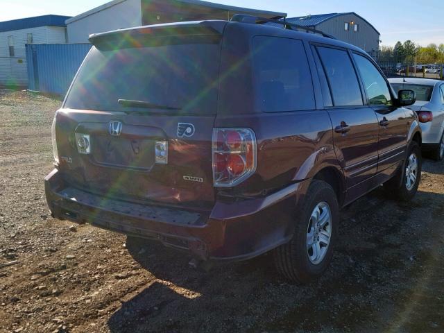 5FNYF18258B020318 - 2008 HONDA PILOT VP BURGUNDY photo 4