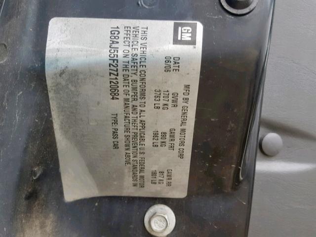 1G8AJ55F27Z120684 - 2007 SATURN ION LEVEL GRAY photo 10