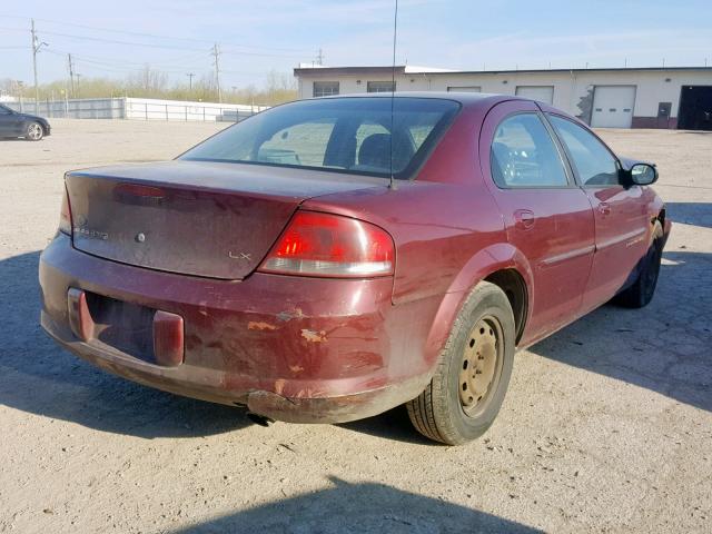 1C3EL46U31N551966 - 2001 CHRYSLER SEBRING LX MAROON photo 4