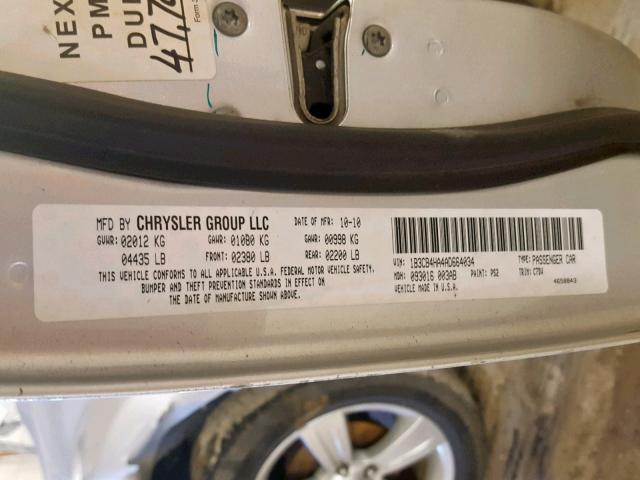 1B3CB4HA4AD664034 - 2010 DODGE CALIBER SX SILVER photo 10