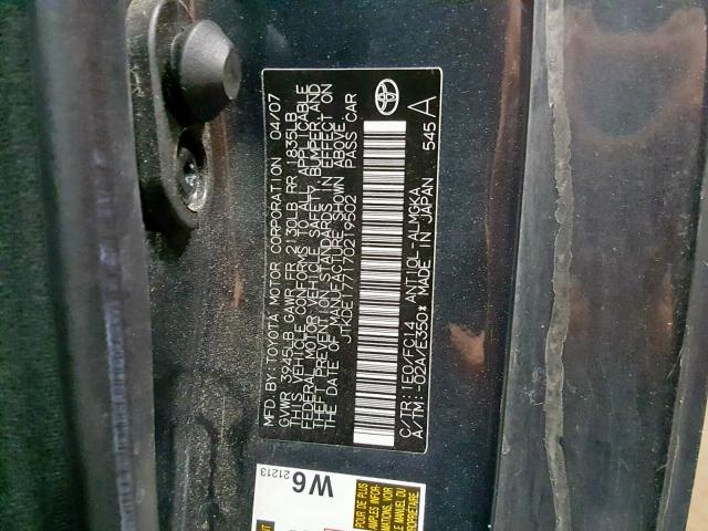 JTKDE177170219502 - 2007 TOYOTA SCION TC CHARCOAL photo 10