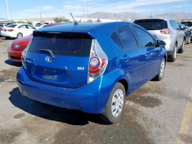 JTDKDTB31D1044188 - 2013 TOYOTA PRIUS C BLUE photo 4