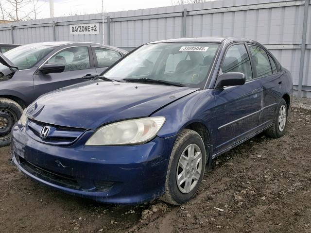 2HGES16354H935377 - 2004 HONDA CIVIC DX V BLUE photo 2