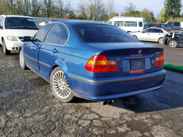 WBAEV53442KM21940 - 2002 BMW 330 I BLUE photo 3