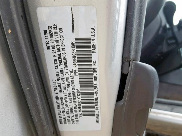 4S3BG6851X7628321 - 1999 SUBARU LEGACY OUT SILVER photo 10