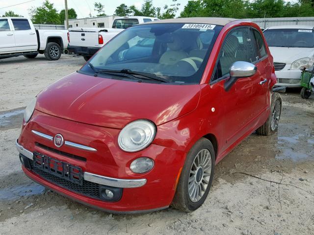 3C3CFFER6CT111170 - 2012 FIAT 500 LOUNGE RED photo 2
