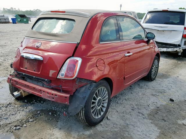 3C3CFFER6CT111170 - 2012 FIAT 500 LOUNGE RED photo 4