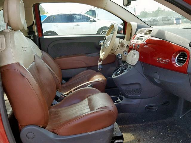 3C3CFFER6CT111170 - 2012 FIAT 500 LOUNGE RED photo 5
