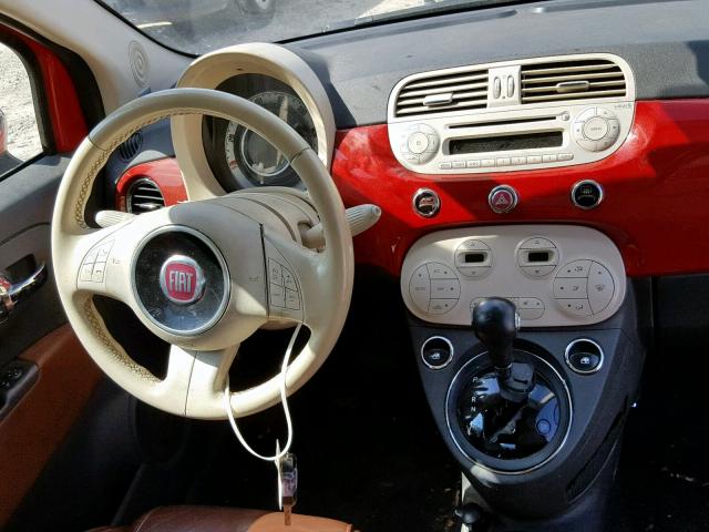 3C3CFFER6CT111170 - 2012 FIAT 500 LOUNGE RED photo 9