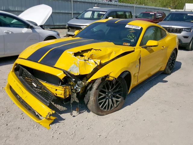 1FA6P8CF1F5310017 - 2015 FORD MUSTANG GT YELLOW photo 2