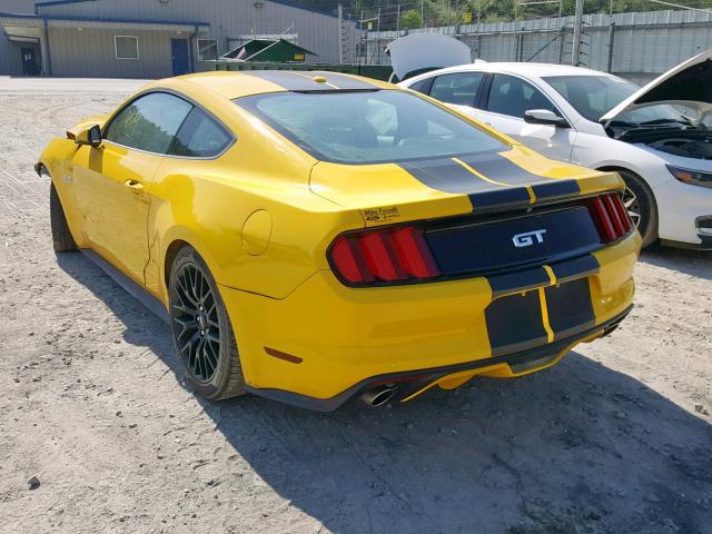 1FA6P8CF1F5310017 - 2015 FORD MUSTANG GT YELLOW photo 3