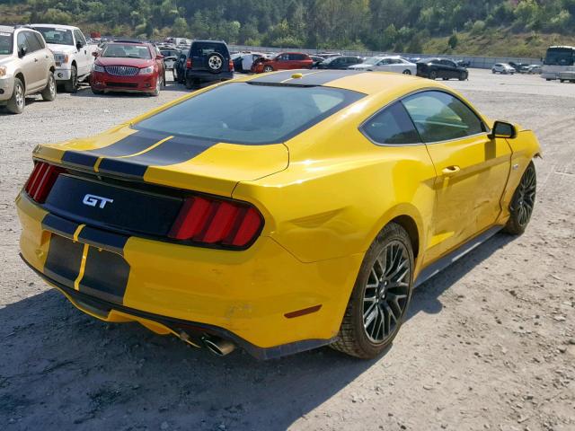 1FA6P8CF1F5310017 - 2015 FORD MUSTANG GT YELLOW photo 4