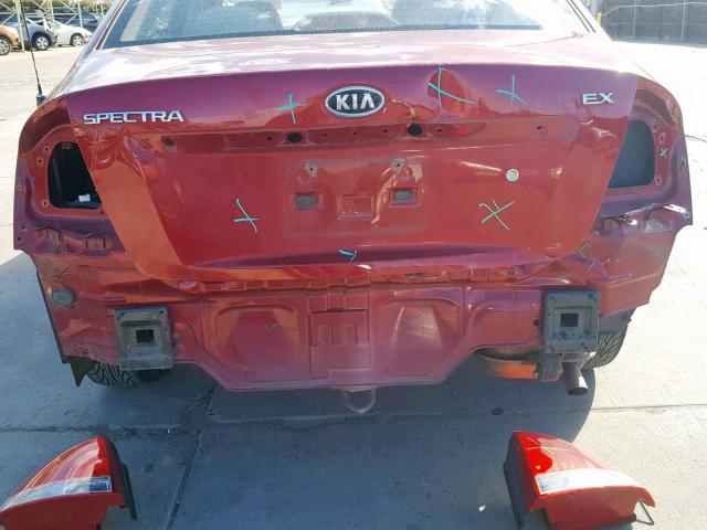 KMAFE222X95661571 - 2009 KIA SPECTRA RED photo 9