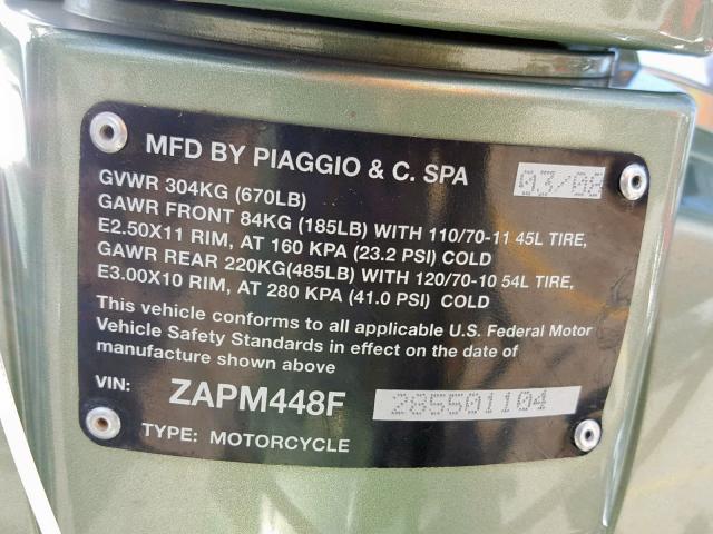 ZAPM448F285501104 - 2008 VESPA LX 150 GREEN photo 10