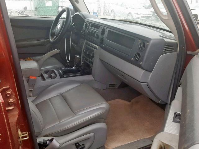 1J8HG48K67C573725 - 2007 JEEP COMMANDER BURGUNDY photo 5