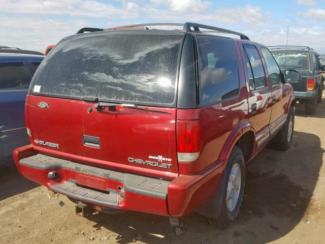 1GNDT13W112220291 - 2001 CHEVROLET BLAZER RED photo 4