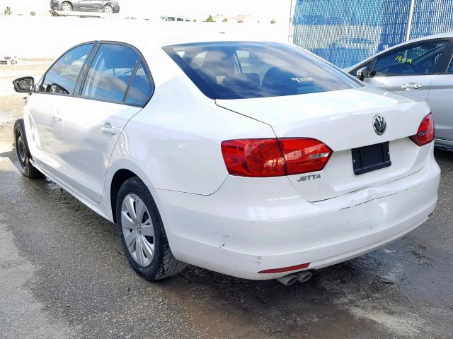 3VW2K7AJ1CM337570 - 2012 VOLKSWAGEN JETTA BASE WHITE photo 3