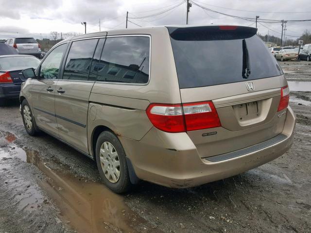 5FNRL38275B062056 - 2005 HONDA ODYSSEY LX BEIGE photo 3