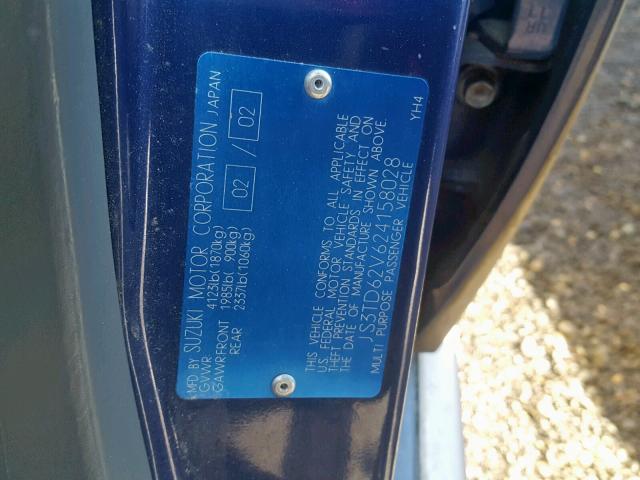 JS3TD62V624158028 - 2002 SUZUKI GRAND VITA BLUE photo 10