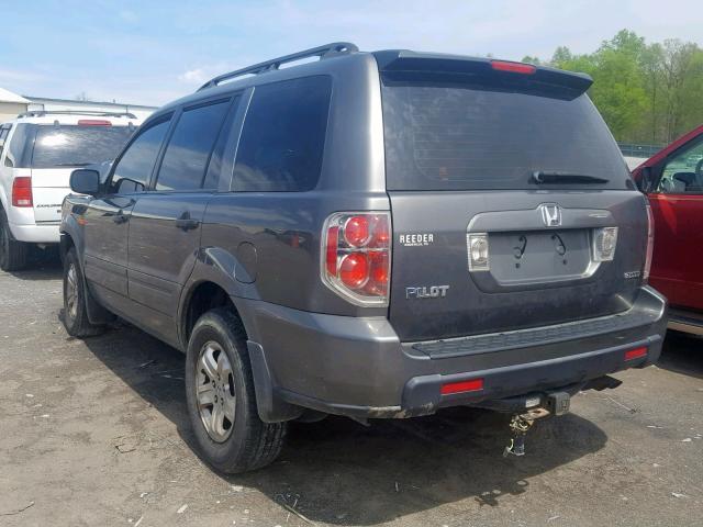 2HKYF18177H535926 - 2007 HONDA PILOT LX GRAY photo 3