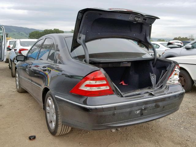 WDBRF61J85F593366 - 2005 MERCEDES-BENZ C 240 BLACK photo 3