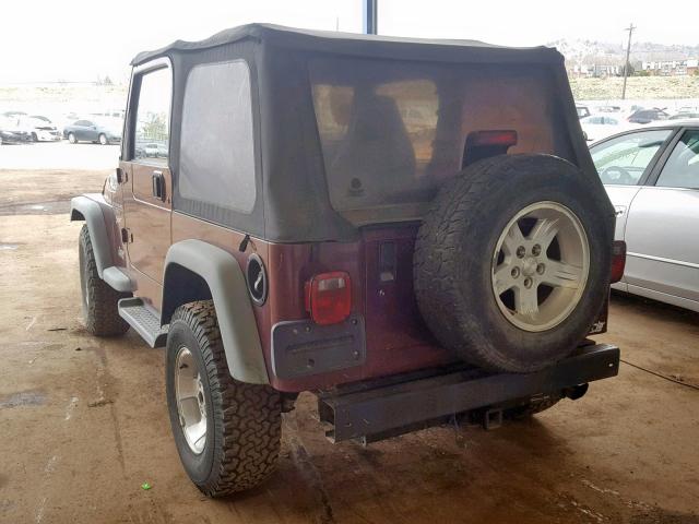 1J4FA49S51P304348 - 2001 JEEP WRANGLER / MAROON photo 3