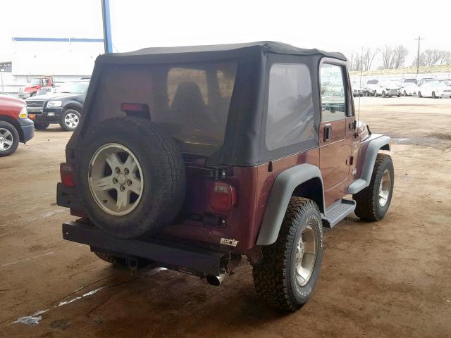 1J4FA49S51P304348 - 2001 JEEP WRANGLER / MAROON photo 4