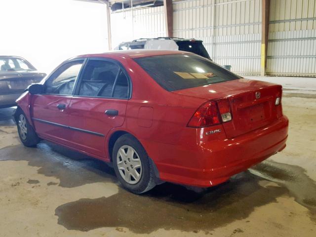 1HGES16365L028075 - 2005 HONDA CIVIC DX V RED photo 3