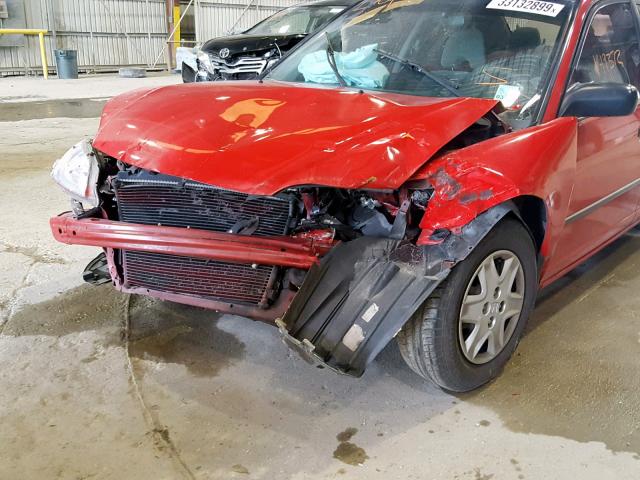 1HGES16365L028075 - 2005 HONDA CIVIC DX V RED photo 9