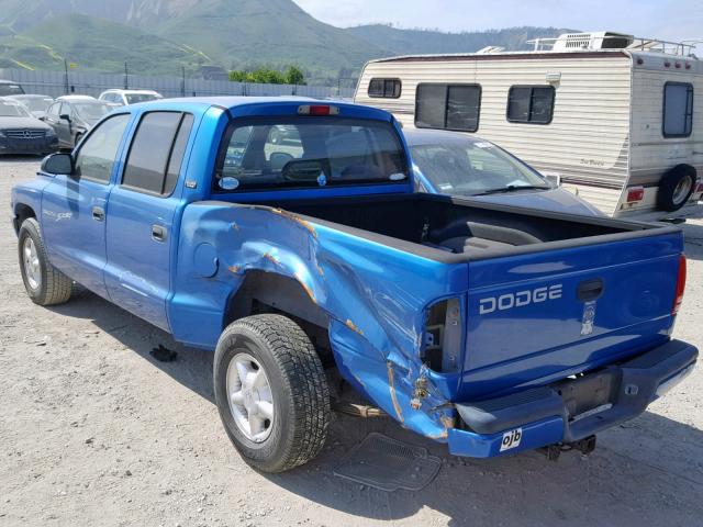 1B7GL2AX9YS682146 - 2000 DODGE DAKOTA QUA BLUE photo 3