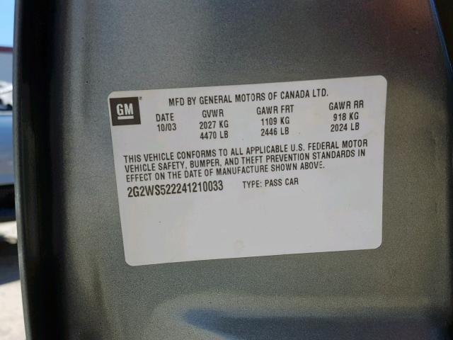 2G2WS522241210033 - 2004 PONTIAC GRAND PRIX 灰色 照片 10