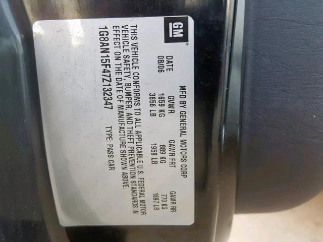 1G8AN15F47Z132347 - 2007 SATURN ION LEVEL SILVER photo 10