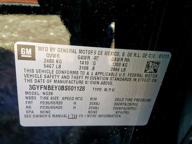 3GYFNBEY0BS601128 - 2011 CADILLAC SRX PERFOR Qara foto 10